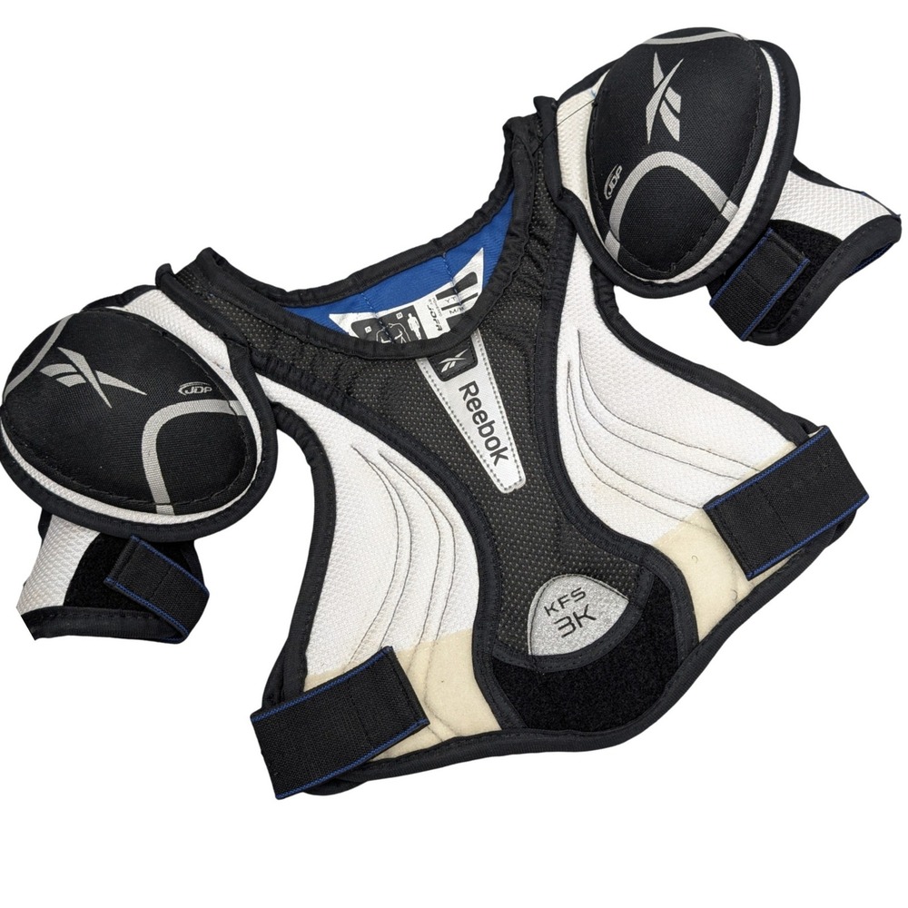 Reebok KFS 3K Hockey Shoulder Pads JDP Black‎ White Blue Youth Medium protection